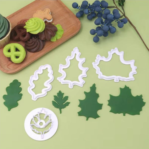 4pcs Tropical Leaf Fondant Cookie Cutter