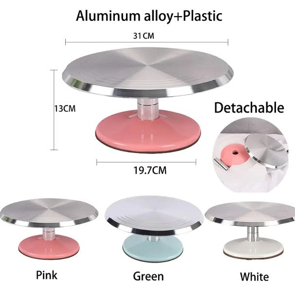 Detachable 360° Rotating Cake Turntable with Stainless Steel Ball Bearings