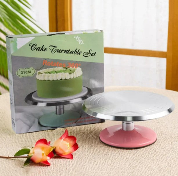Detachable 360° Rotating Cake Turntable with Stainless Steel Ball Bearings