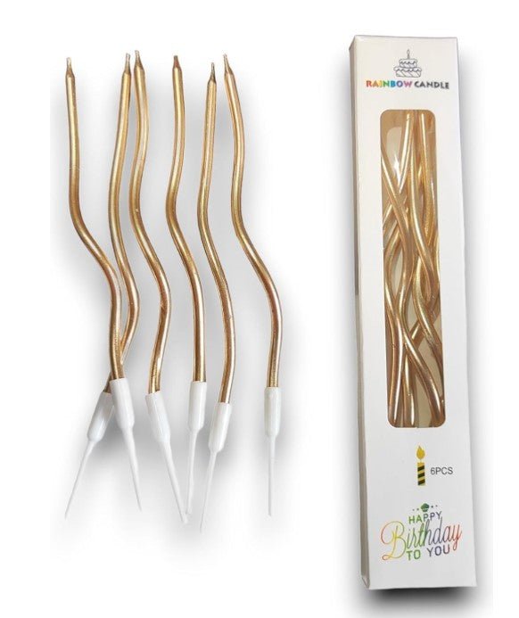 6pc Twisty Metallic Copper Candles
