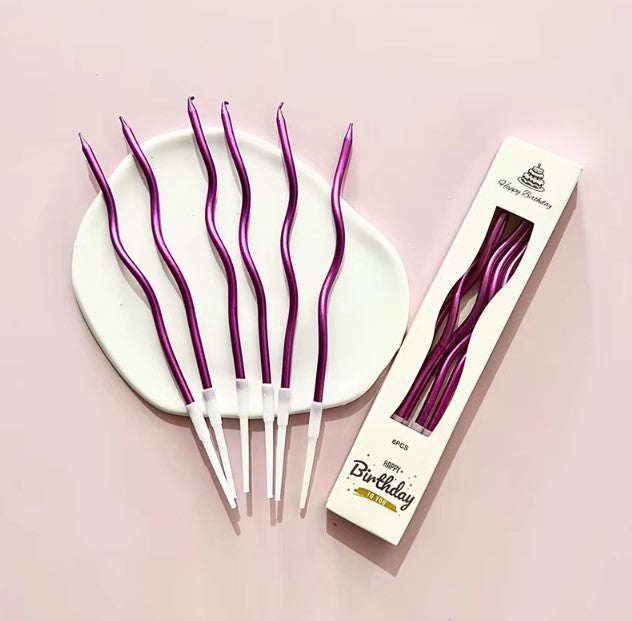 6pc Twisty Dark Purple Candle