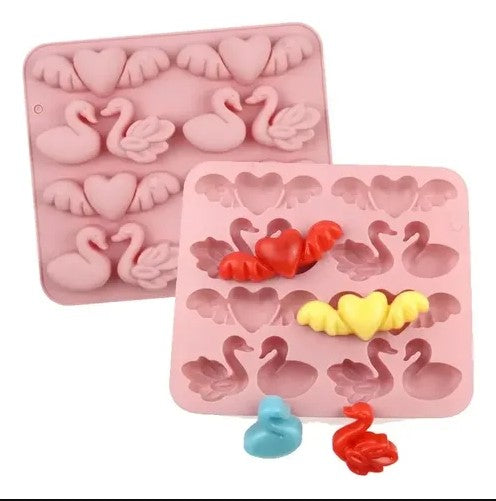 Swan and Angel Wing Heart Silicone Mold for Chocolate Making