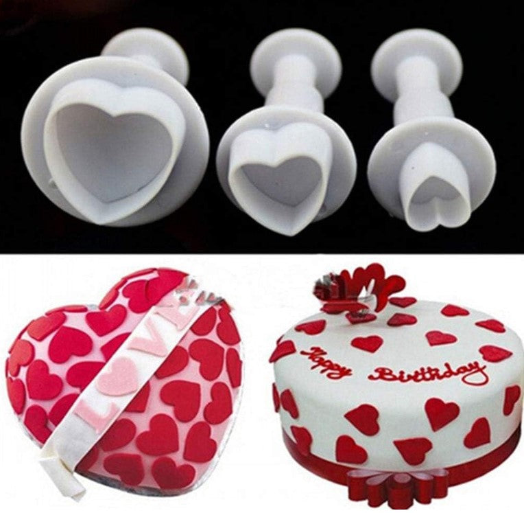 4 Pcs Heart Shape Fondant Plunger