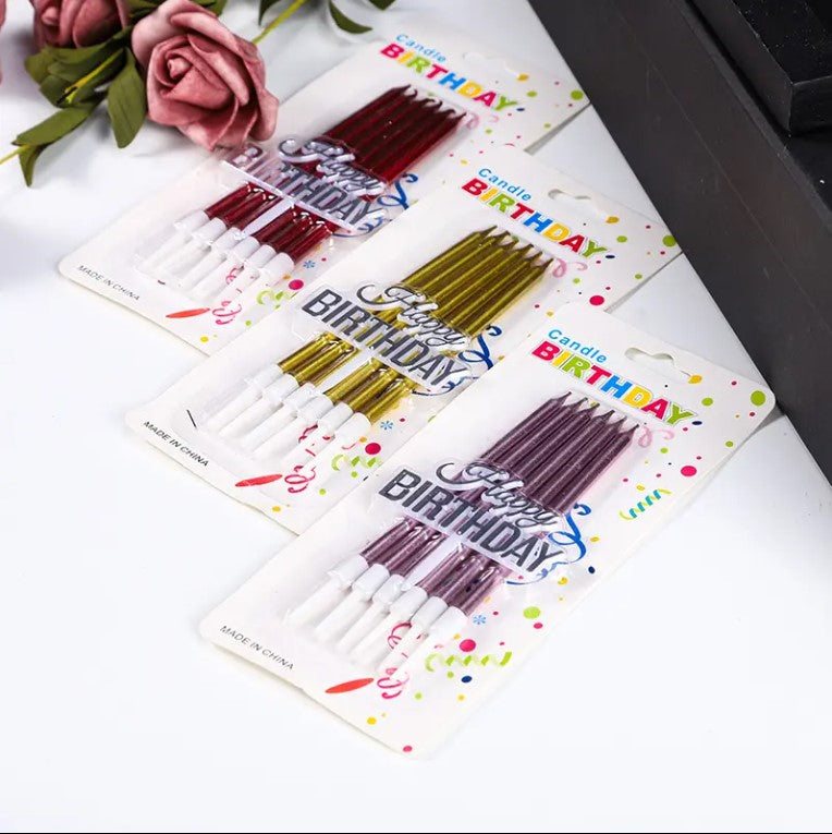 6pc Golden Candle with Happy Birthday Topper