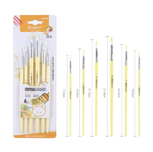 6pcs Round Shape Nylon Paint Brush