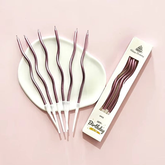 6pc Twisty Rose Gold Candles