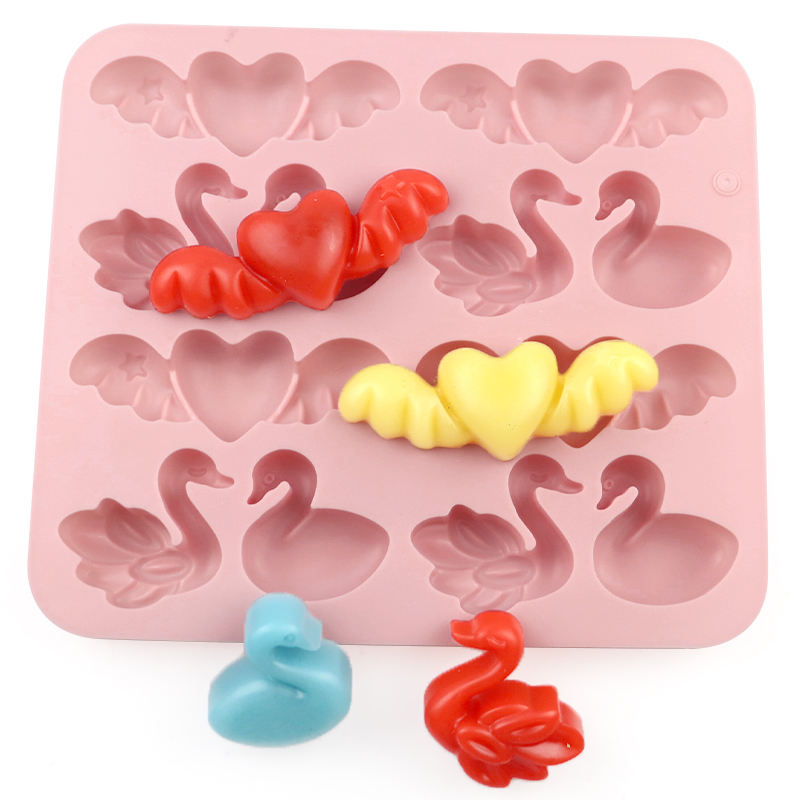 Swan and Angel Wing Heart Silicone Mold for Chocolate Making