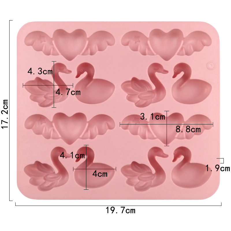 Swan and Angel Wing Heart Silicone Mold for Chocolate Making