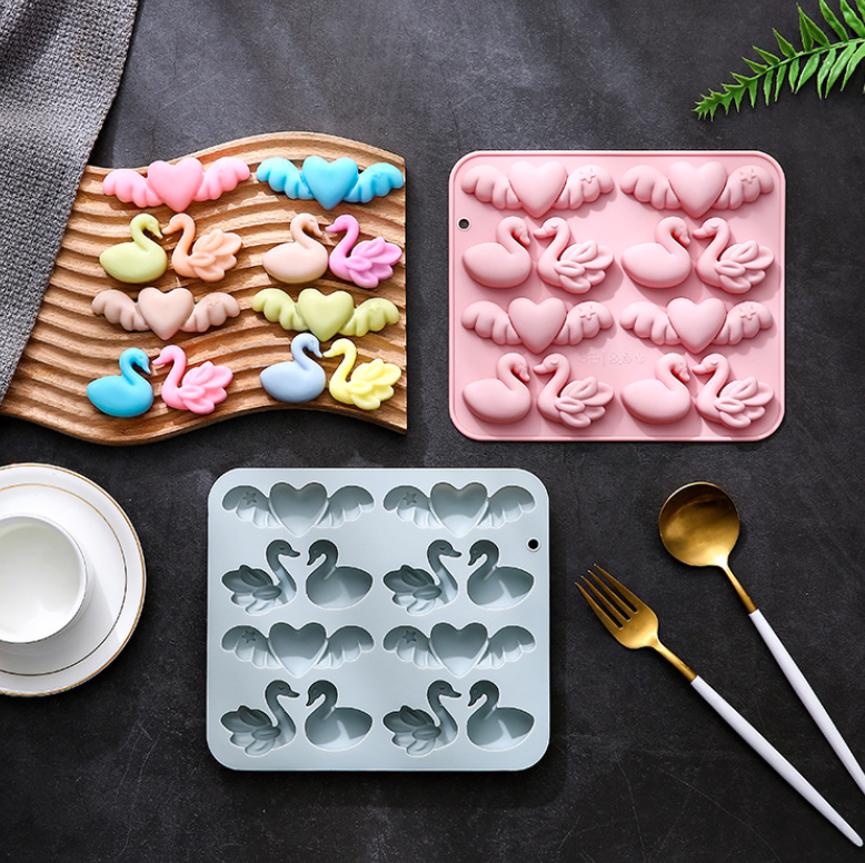 Swan and Angel Wing Heart Silicone Mold for Chocolate Making