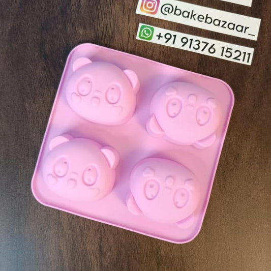 4 in 1 3D Cute Panda Silicone Molds Chocolate Candy Mold