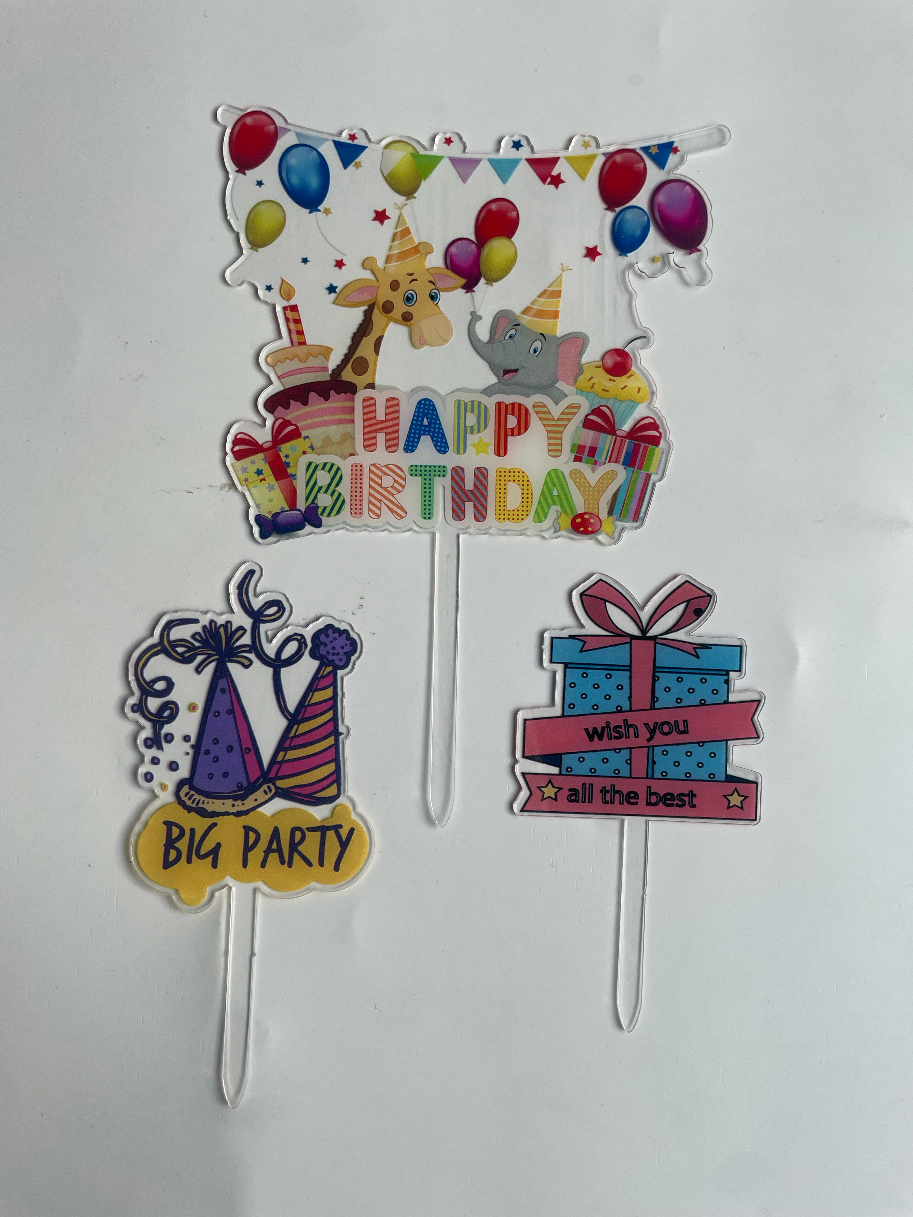 3pc Happy Birthday Topper