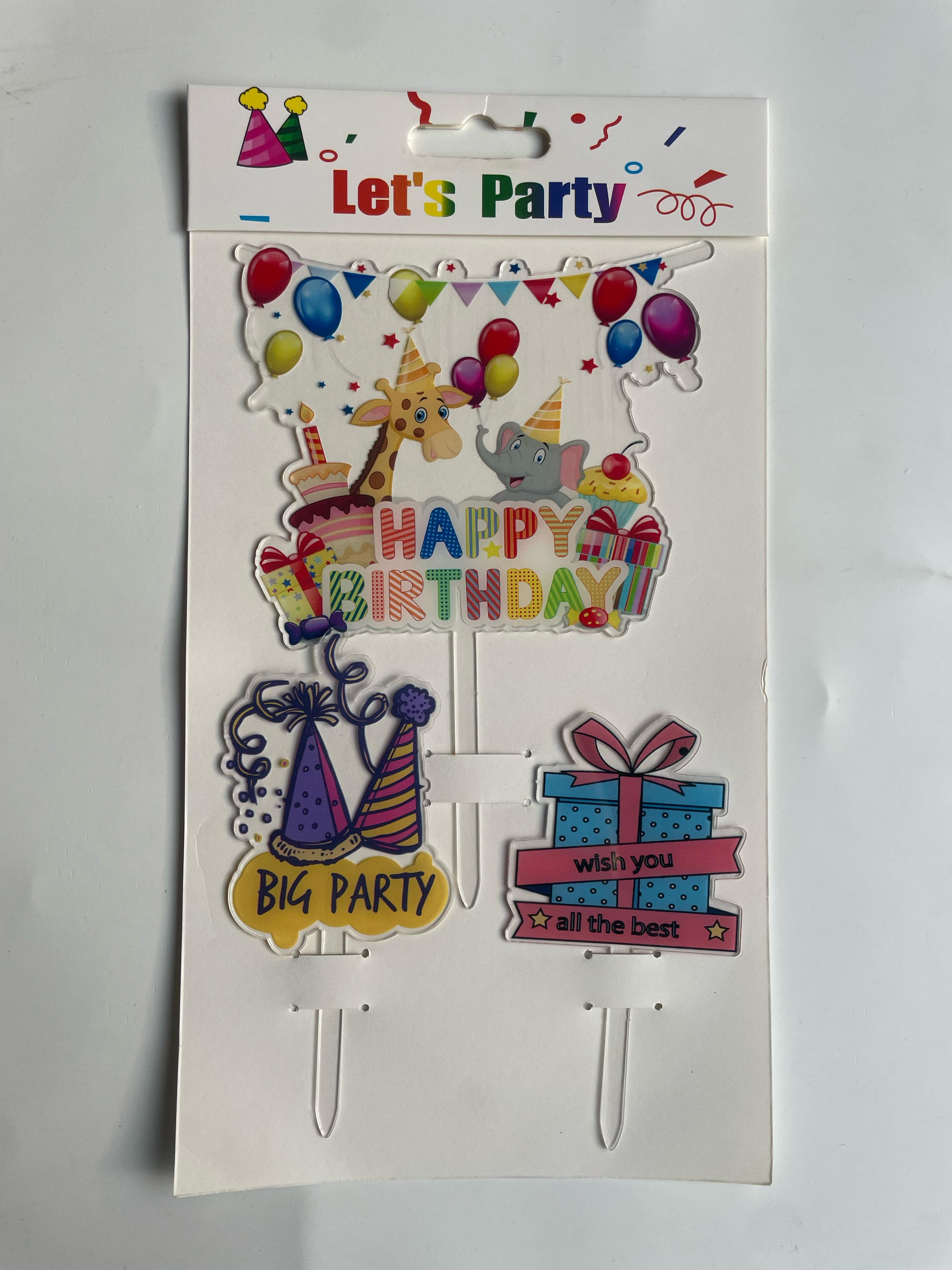 3pc Happy Birthday Topper