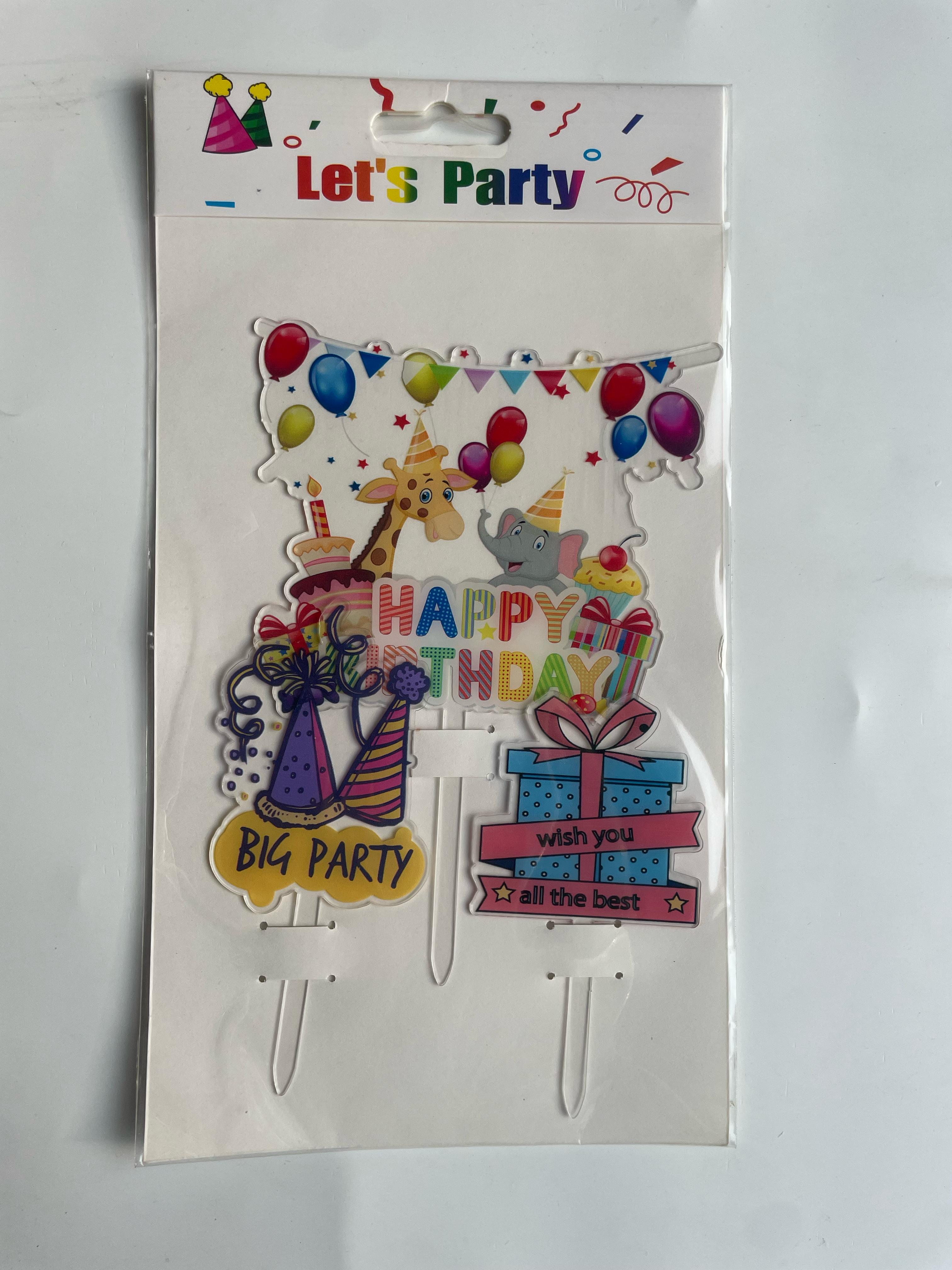 3pc Happy Birthday Topper