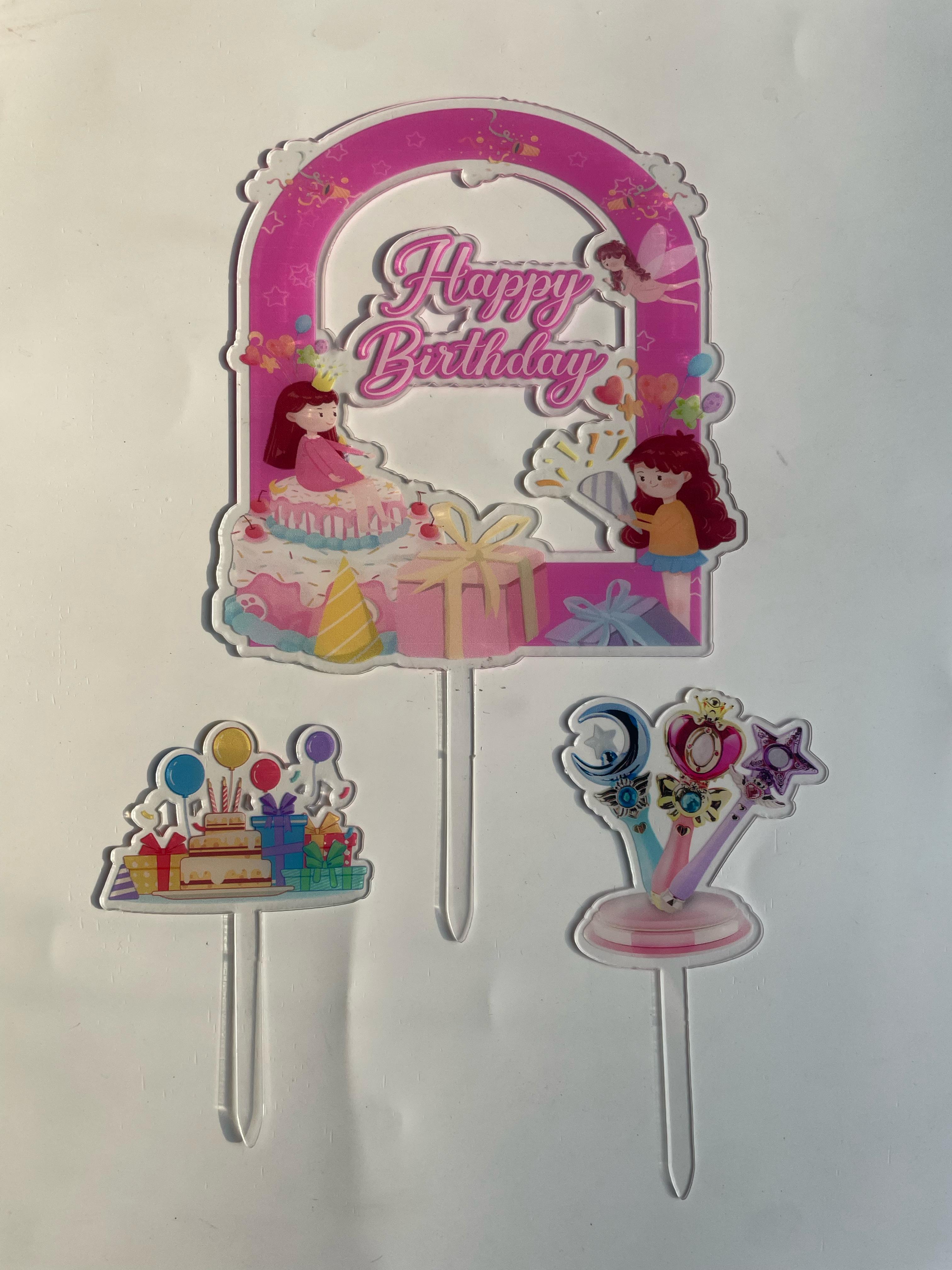 3pc Happy Birthday Princess Topper