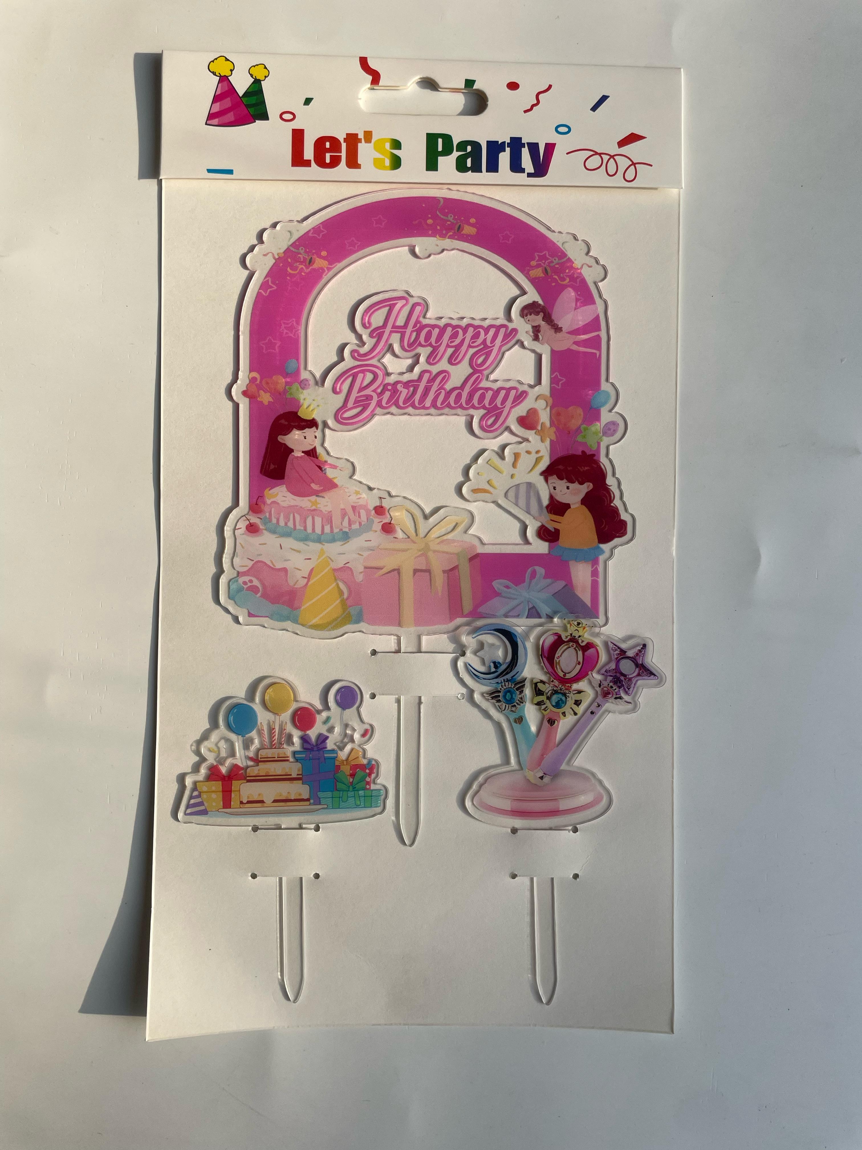 3pc Happy Birthday Princess Topper