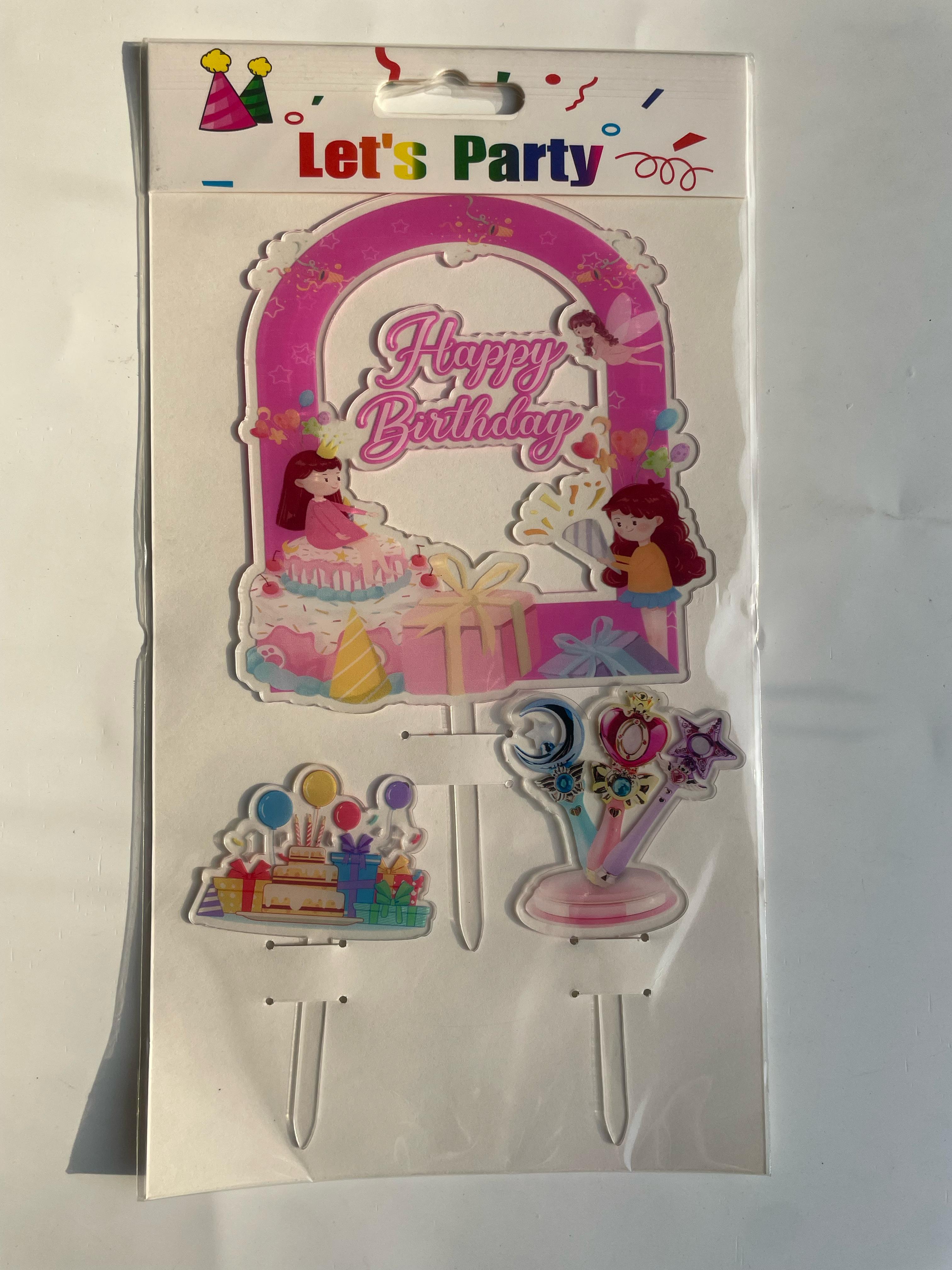 3pc Happy Birthday Princess Topper
