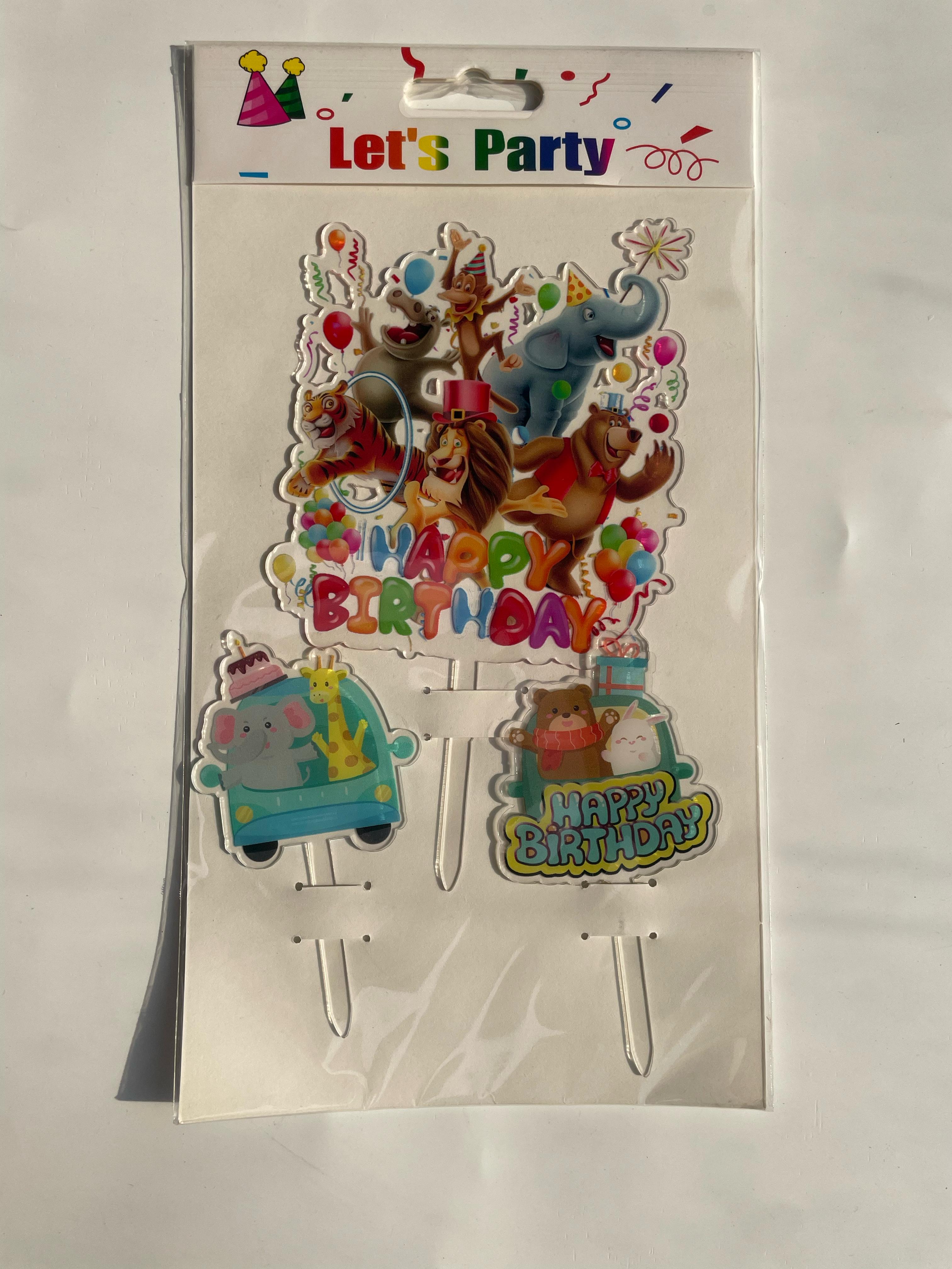 3pc Animal Happy Birthday Topper