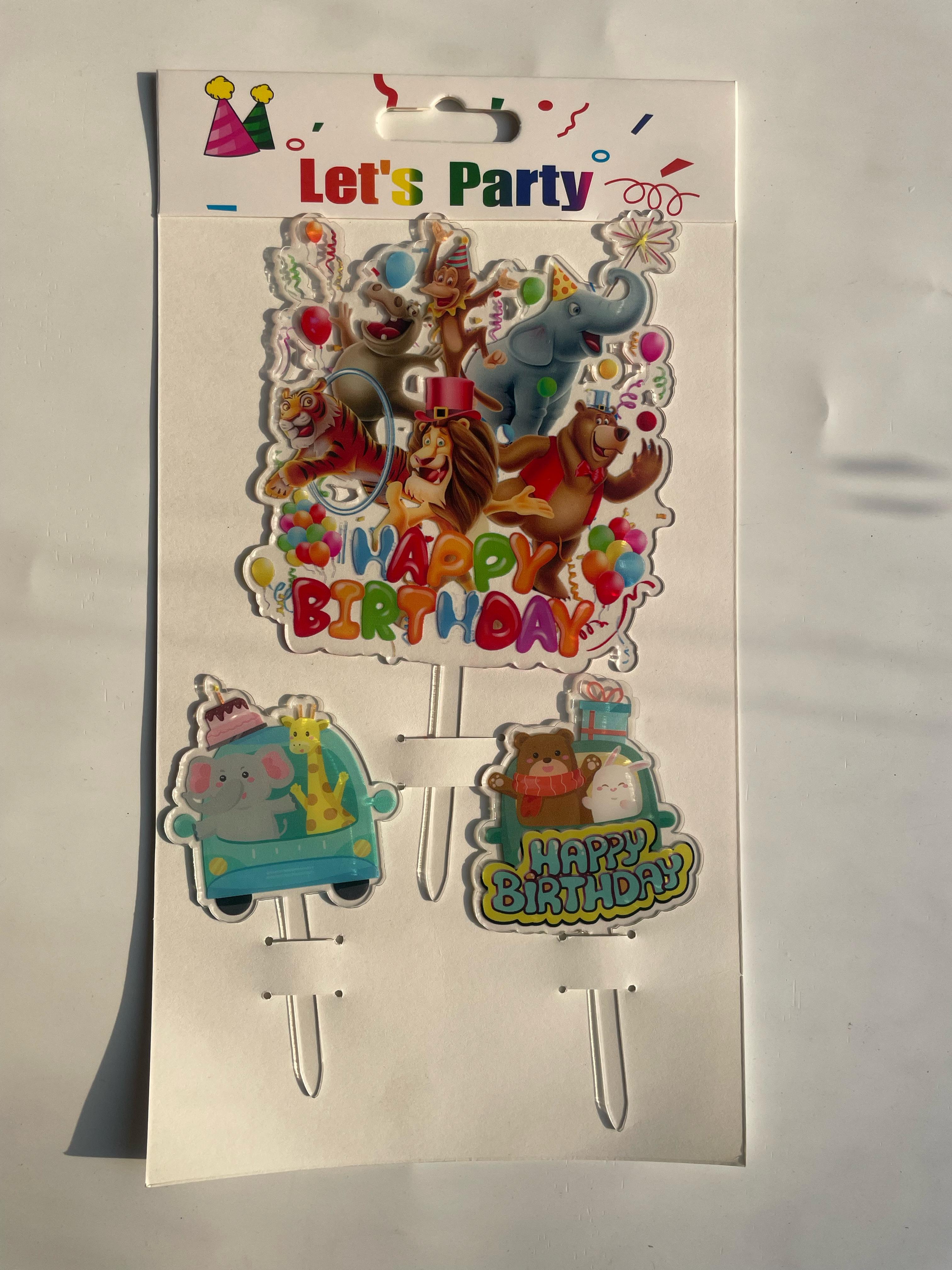 3pc Animal Happy Birthday Topper