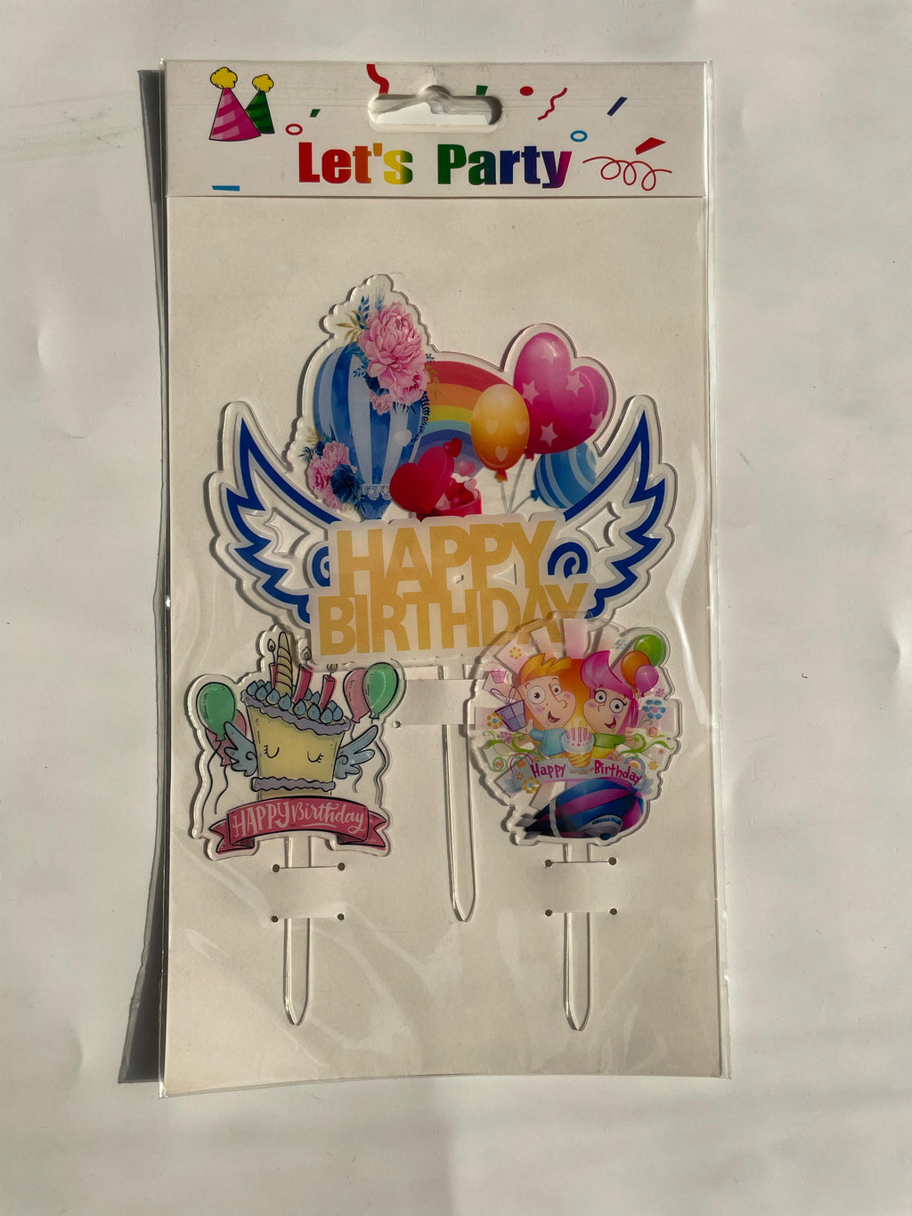3pc Happy Birthday Wings Topper