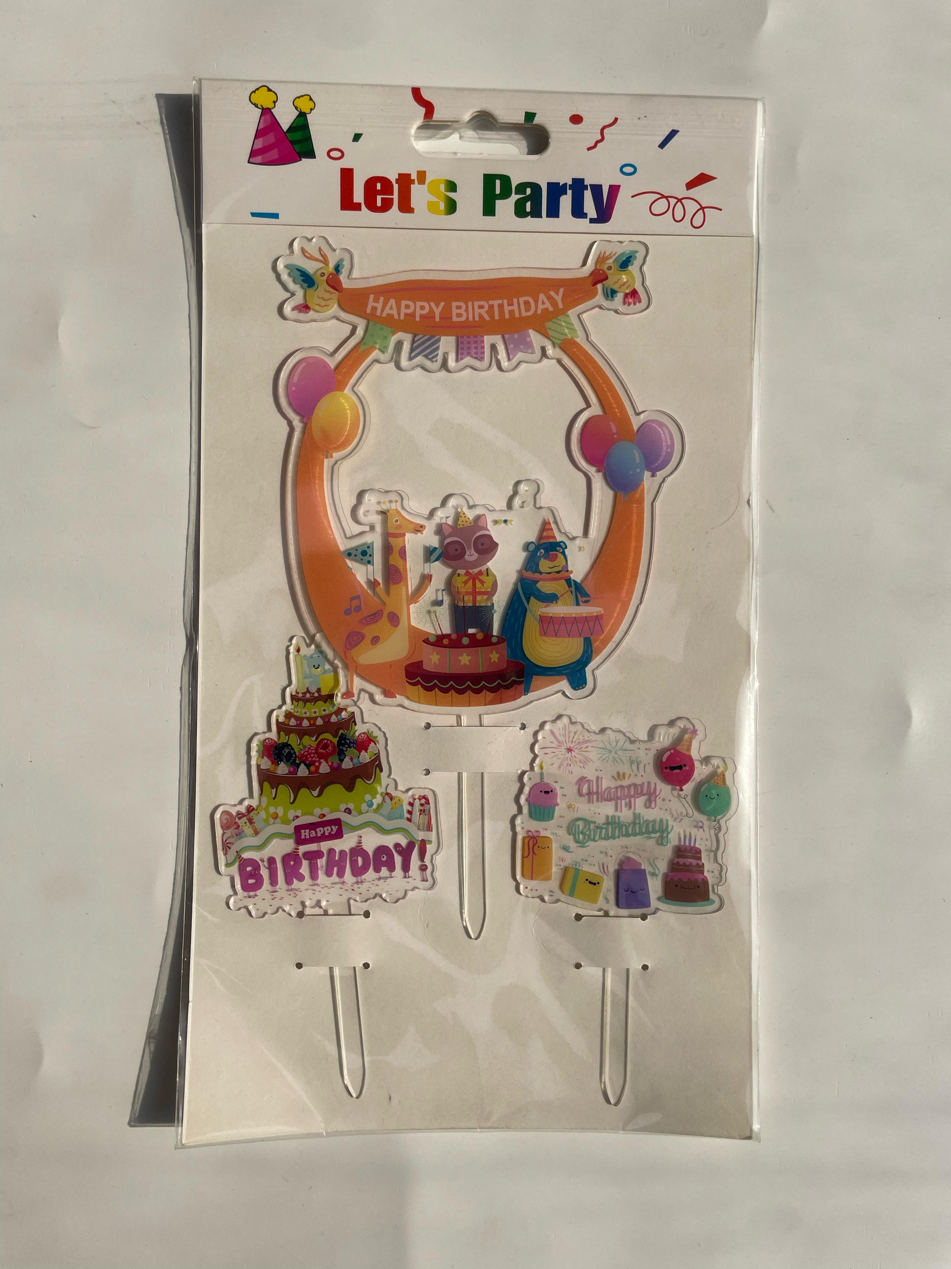 3pc Happy Birthday Topper