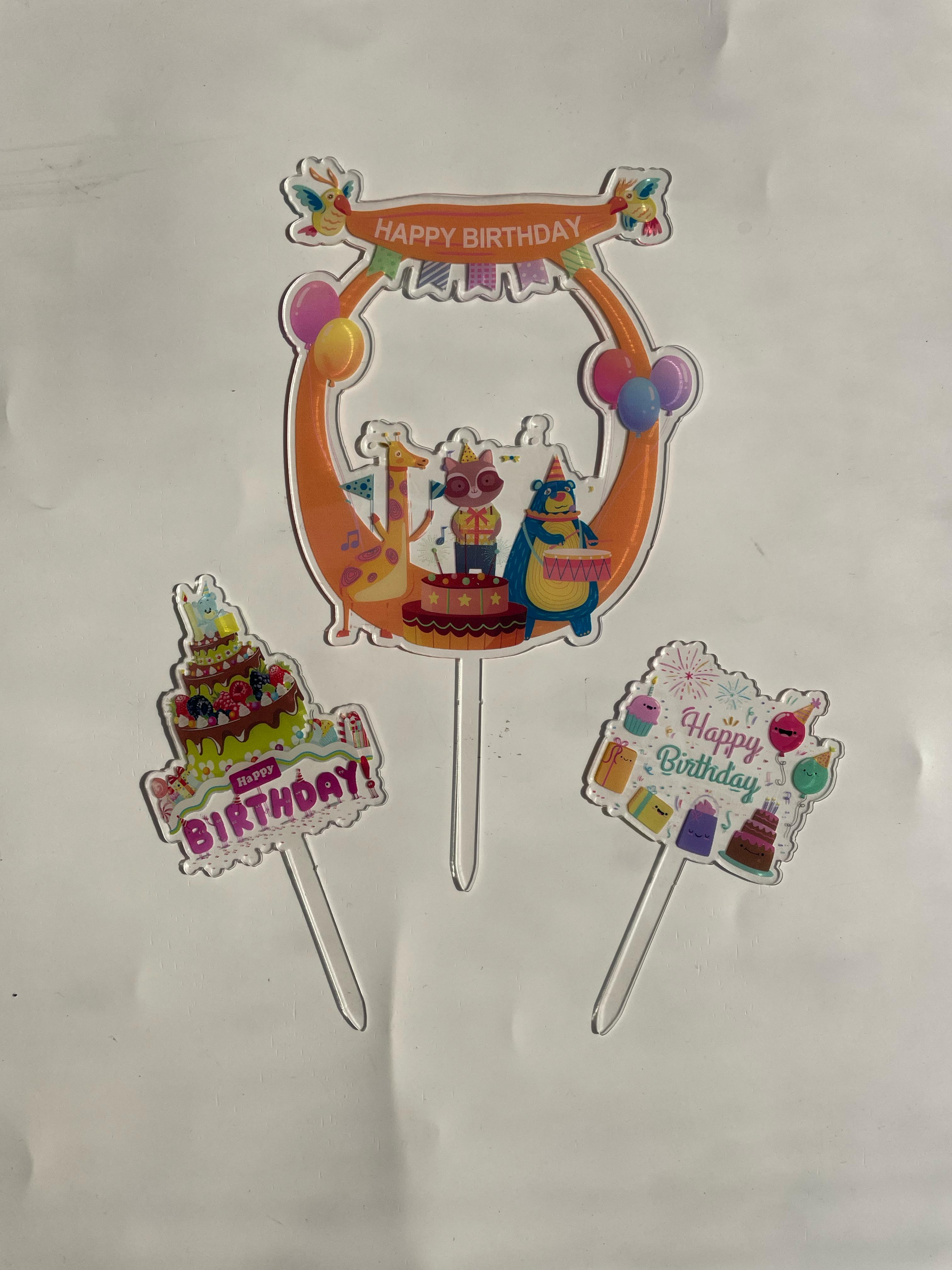3pc Happy Birthday Topper