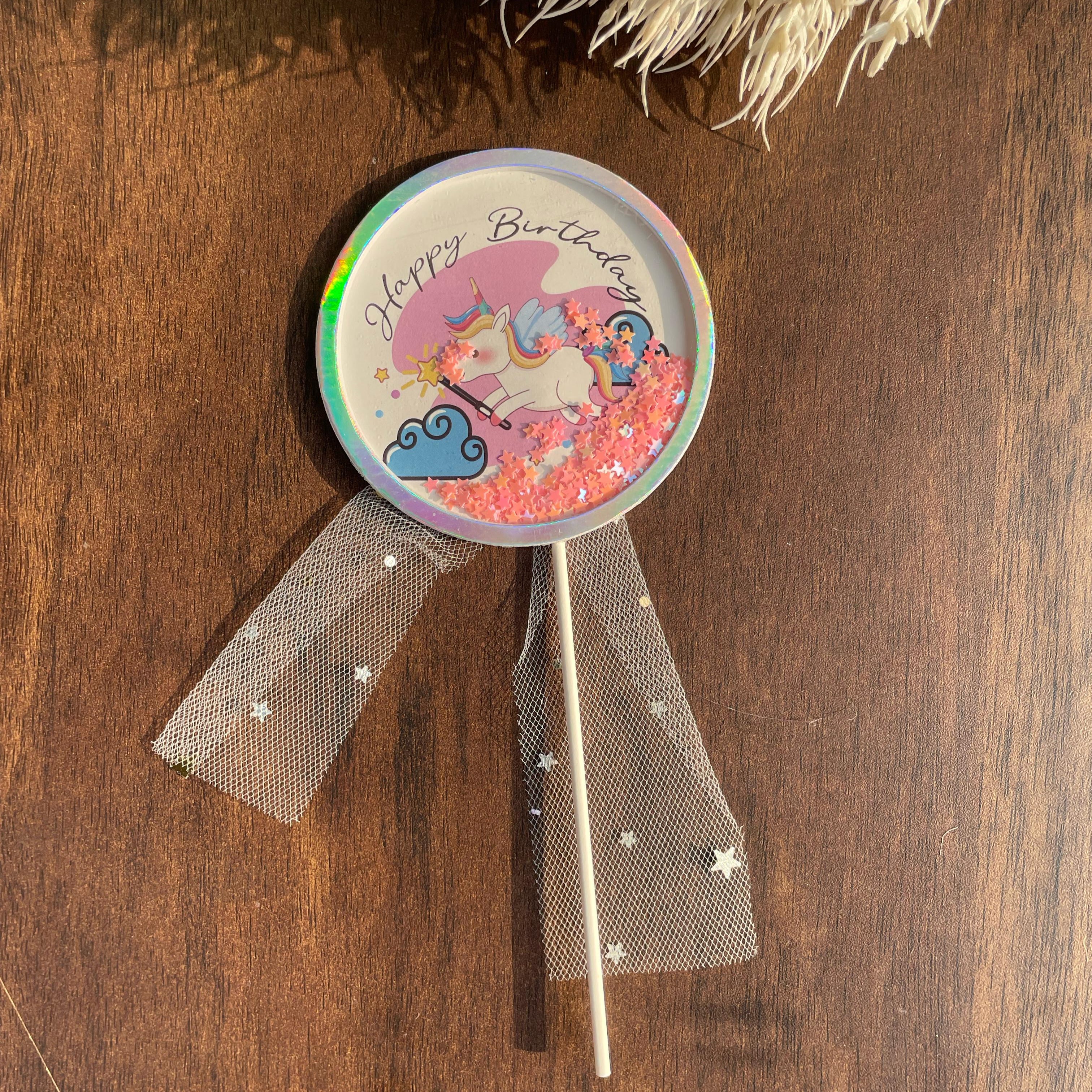Happy Birthday Unicorn Topper with Net