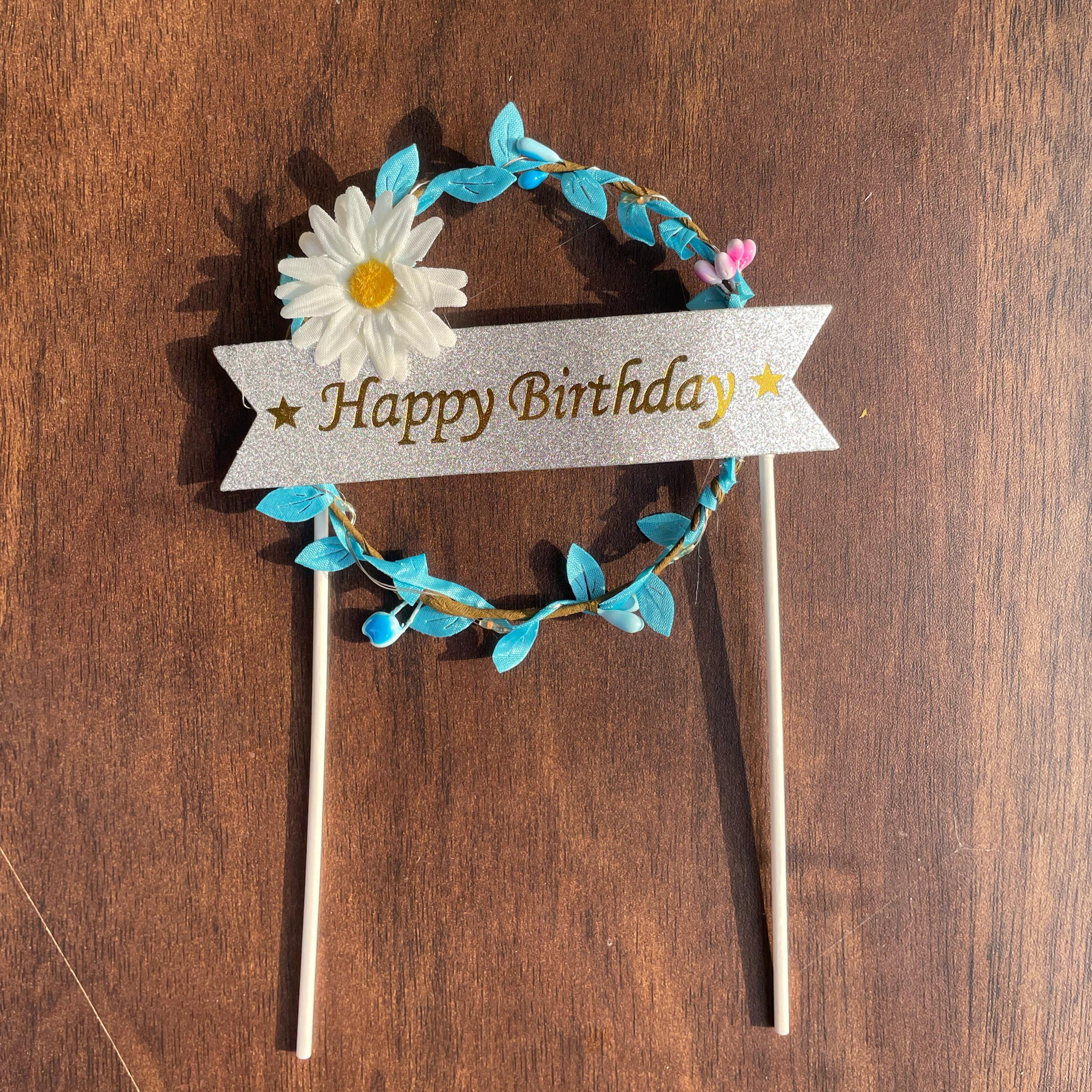 Happy Birthday Floral Topper with LED