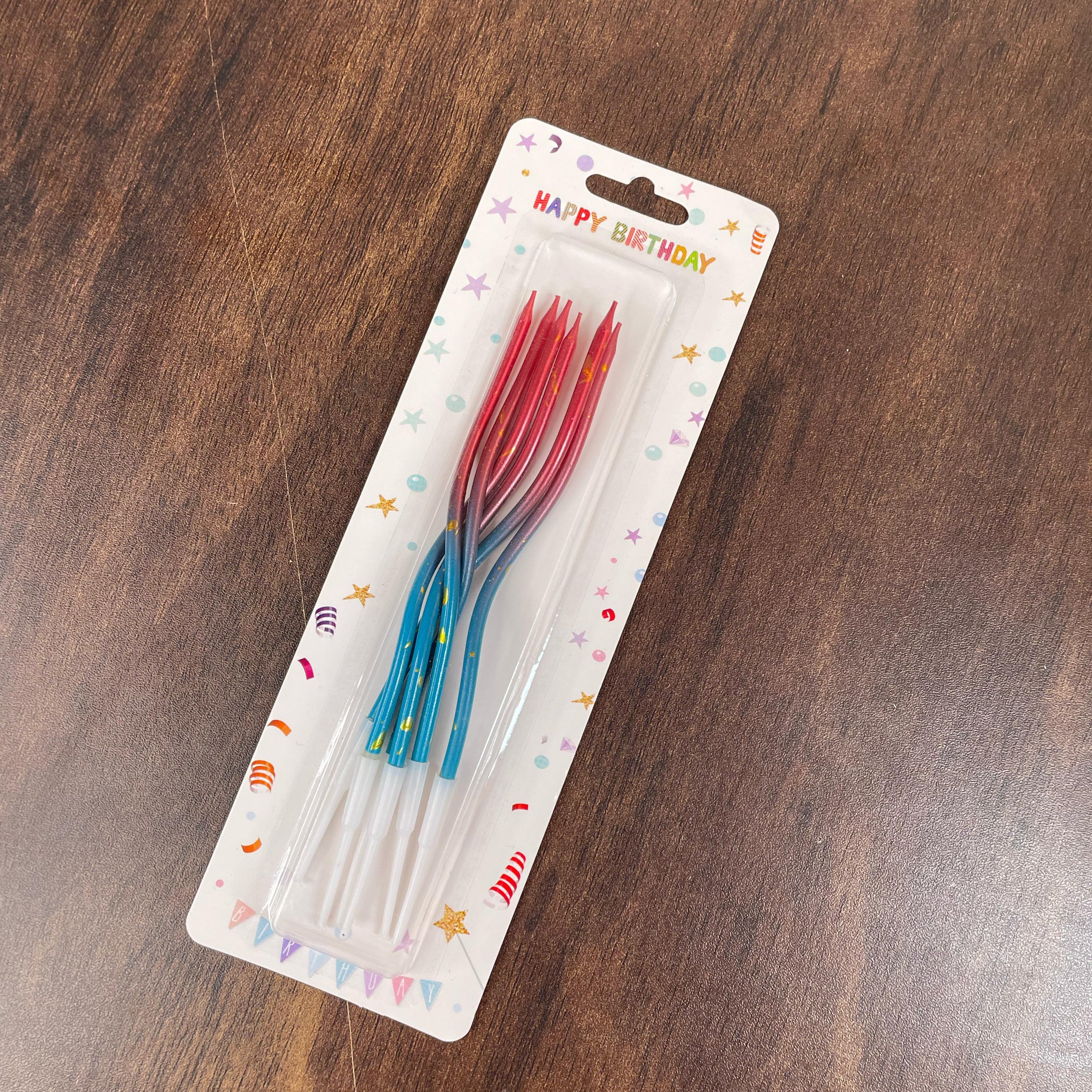 6pc Red & Blue Spiral Candles