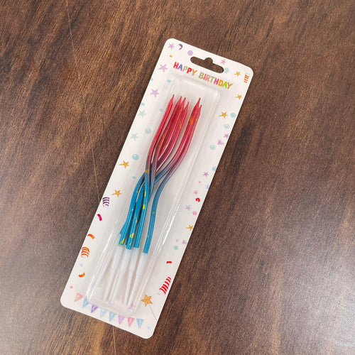 6pc Red & Blue Spiral Candles