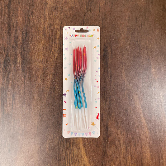 6pc Red & Blue Spiral Candles