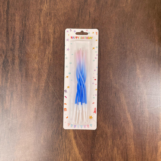 6pc Blue Spiral Candles