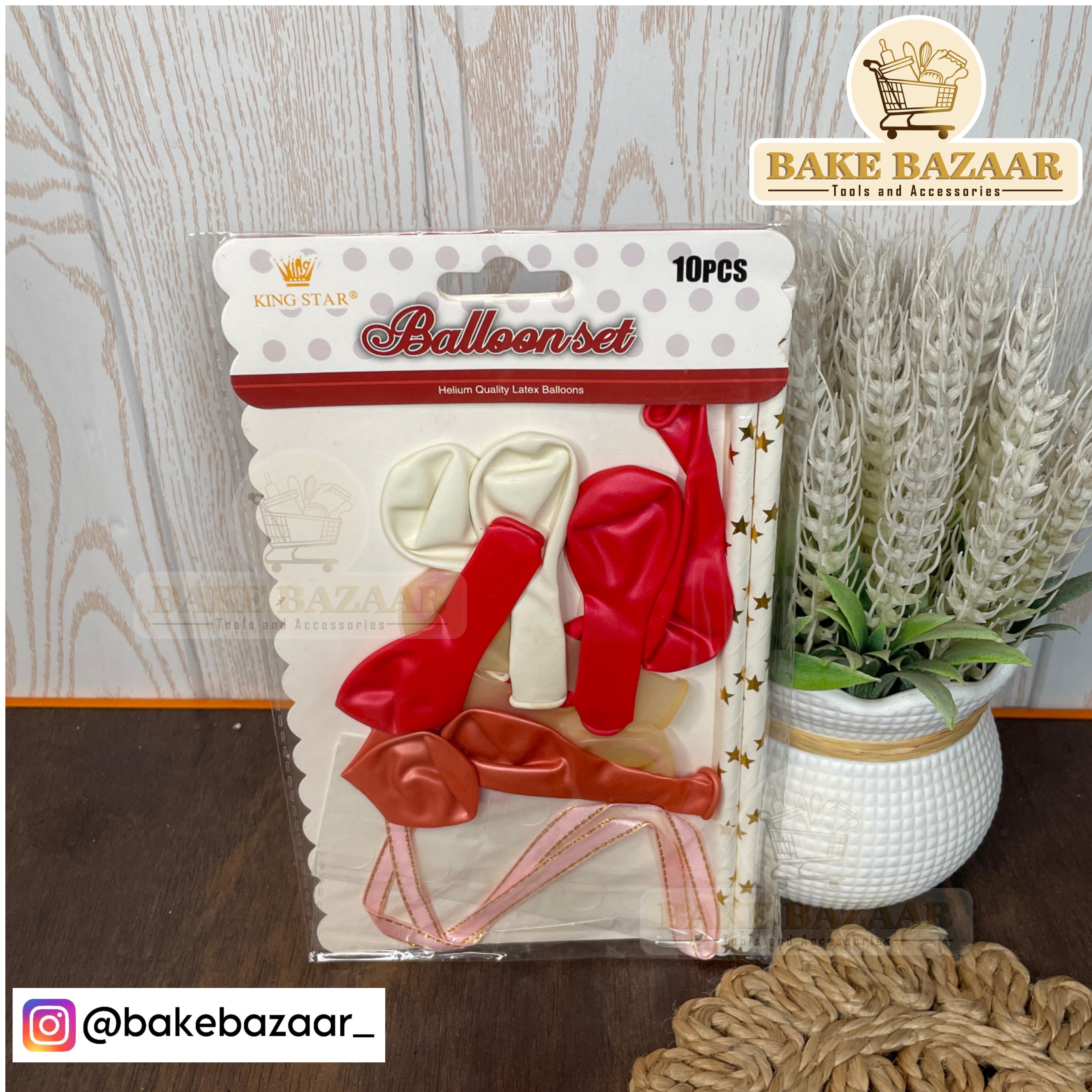 Red & White Confetti Balloon Cake Topper