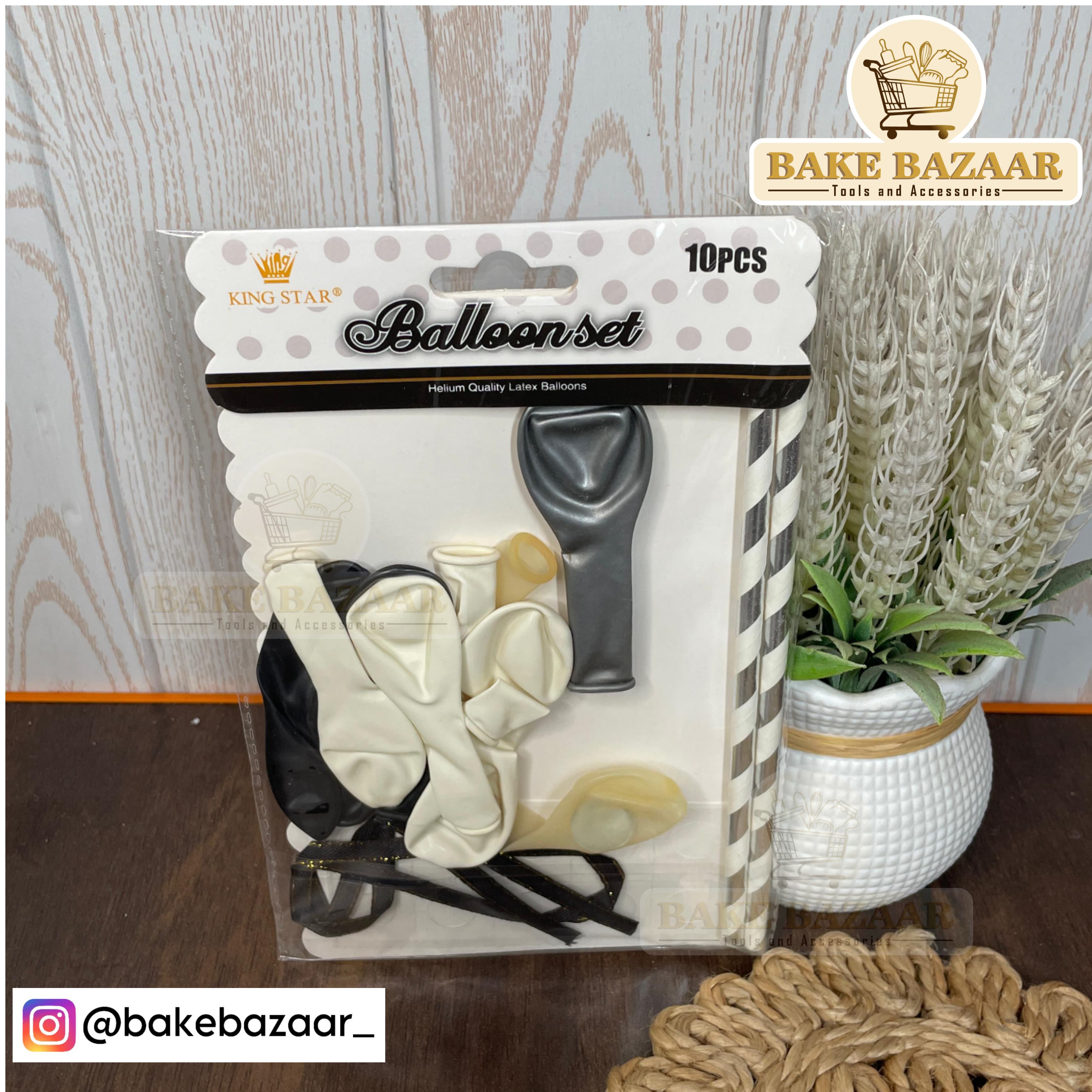 Black & White Confetti Balloon Cake Topper