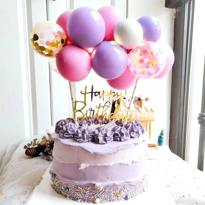 Pink & Purple Confetti Balloon Cake Topper