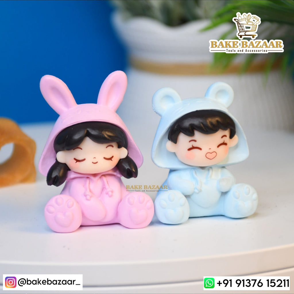 Baby Couple Miniature Toy For Cake Topper [2pc set] BBM057