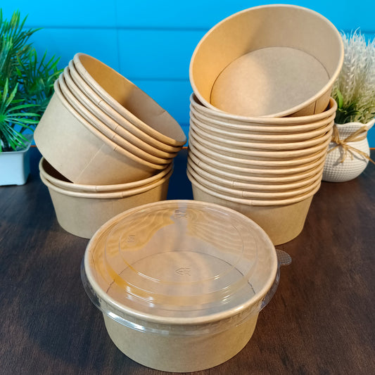 Round Kraft Containers with lids 5.5x2.75''ht
