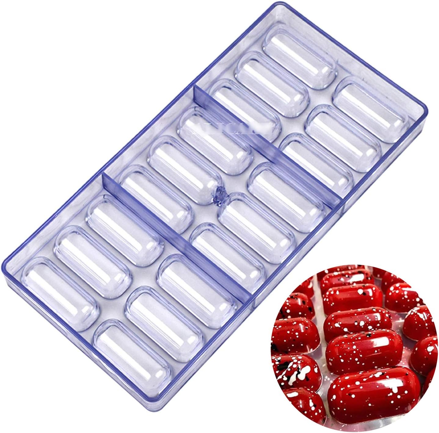 18 in 1 3D Oval Polycarbonate Chocolate Bar Plastic Mold