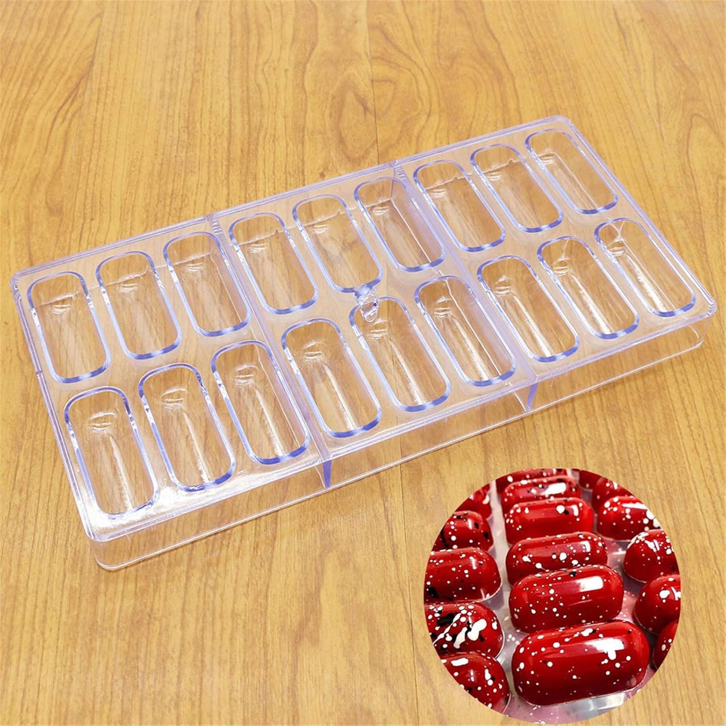 18 in 1 3D Oval Polycarbonate Chocolate Bar Plastic Mold