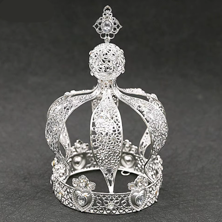 Crown Creative Cake Topper Accessory Baby Shower Birthday Cake Decoration silver CN-011