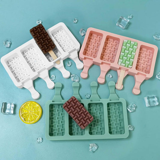 4 Cavity Weaving Popsicles Mold Non-stick Silicone Ice Cream Molds