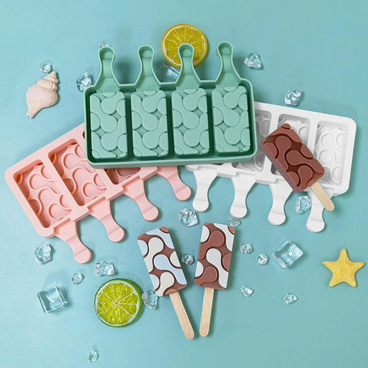 4 Cavity Popsicles Mold Non-stick Silicone Ice Cream Mold