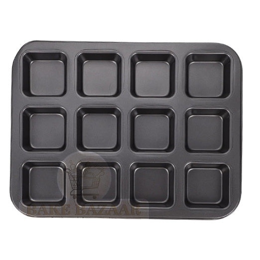 Nonstick 12 Cavity Muffin Brownie Cake Pan \ BROWNIE BAKING PAN