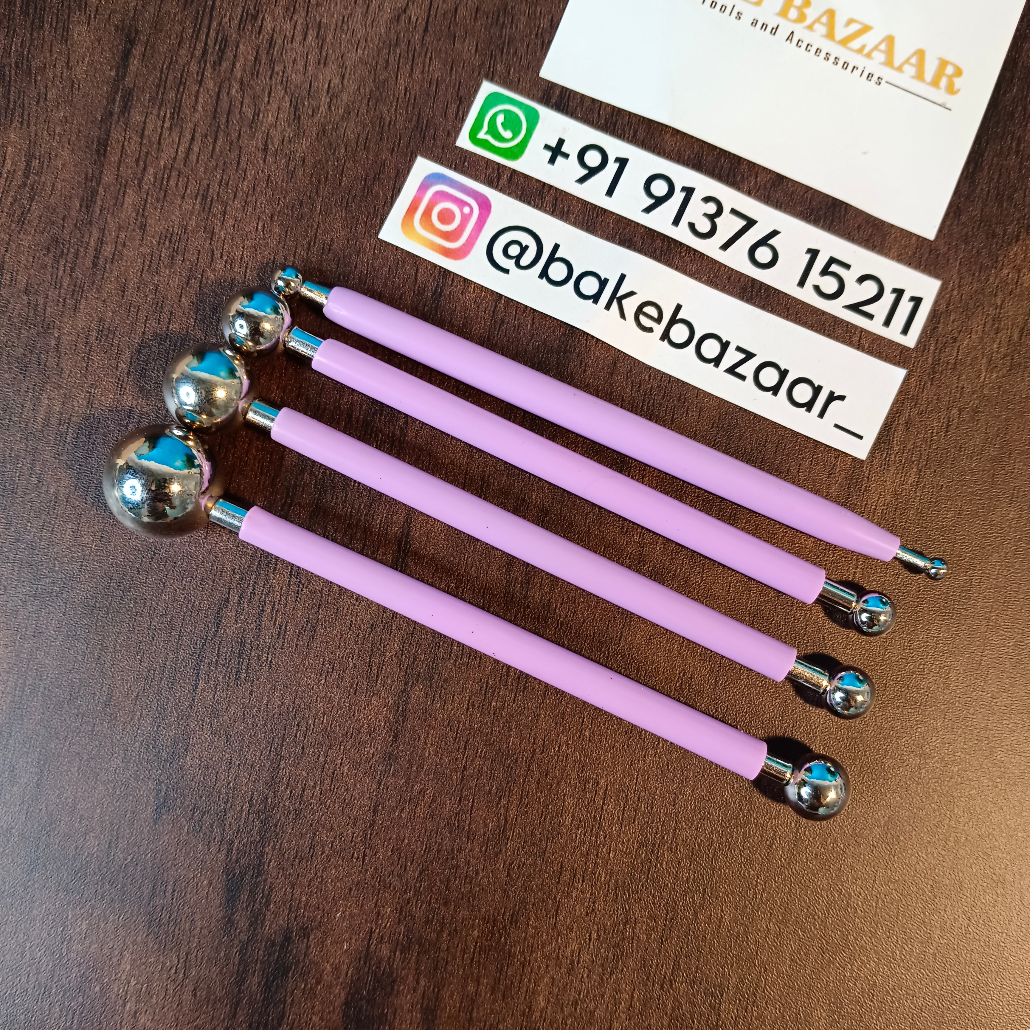 Cake Decorating Metal ball Fondant Tool 4pc set