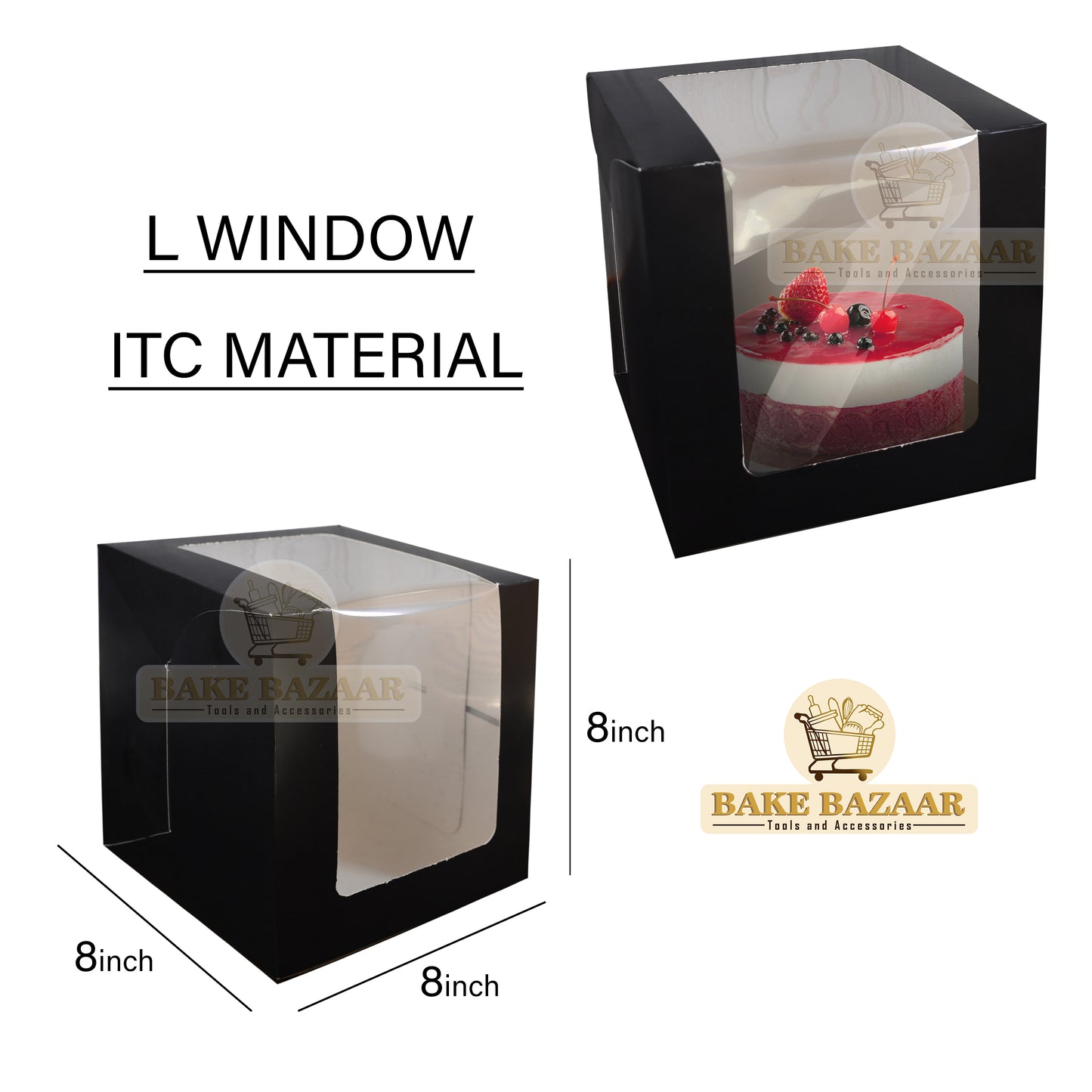 Tall Cake Boxes for Wedding Cake [8x8x8 Inch] Black
