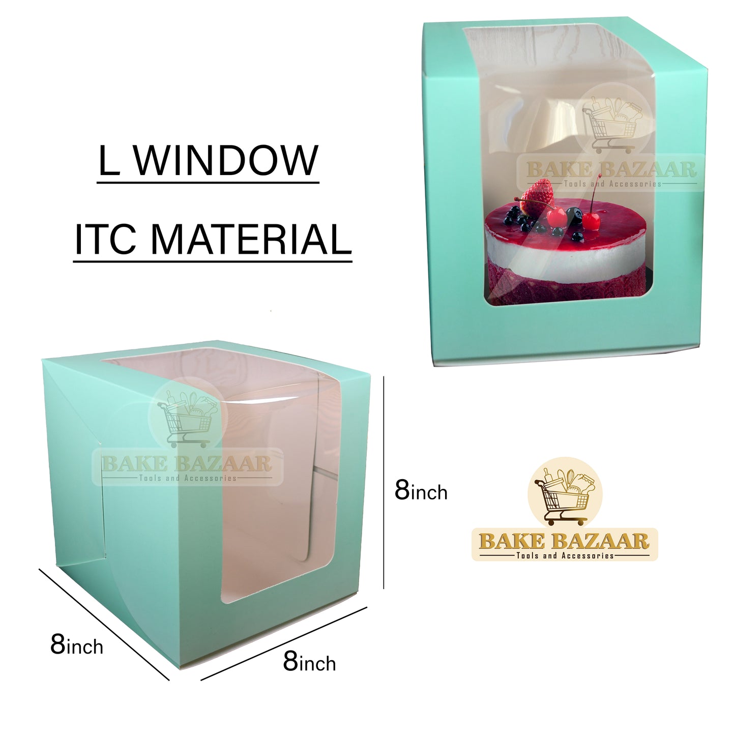 Tall Cake Boxes for Wedding Cake [8x8x8 Inch] Green