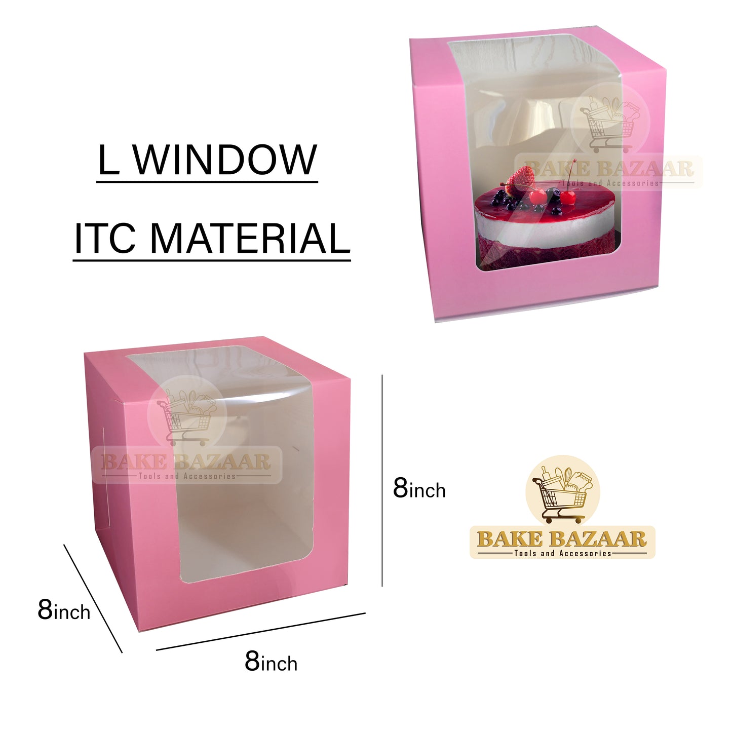 Tall Cake Boxes for Wedding Cake [8x8x8 Inch] Pink